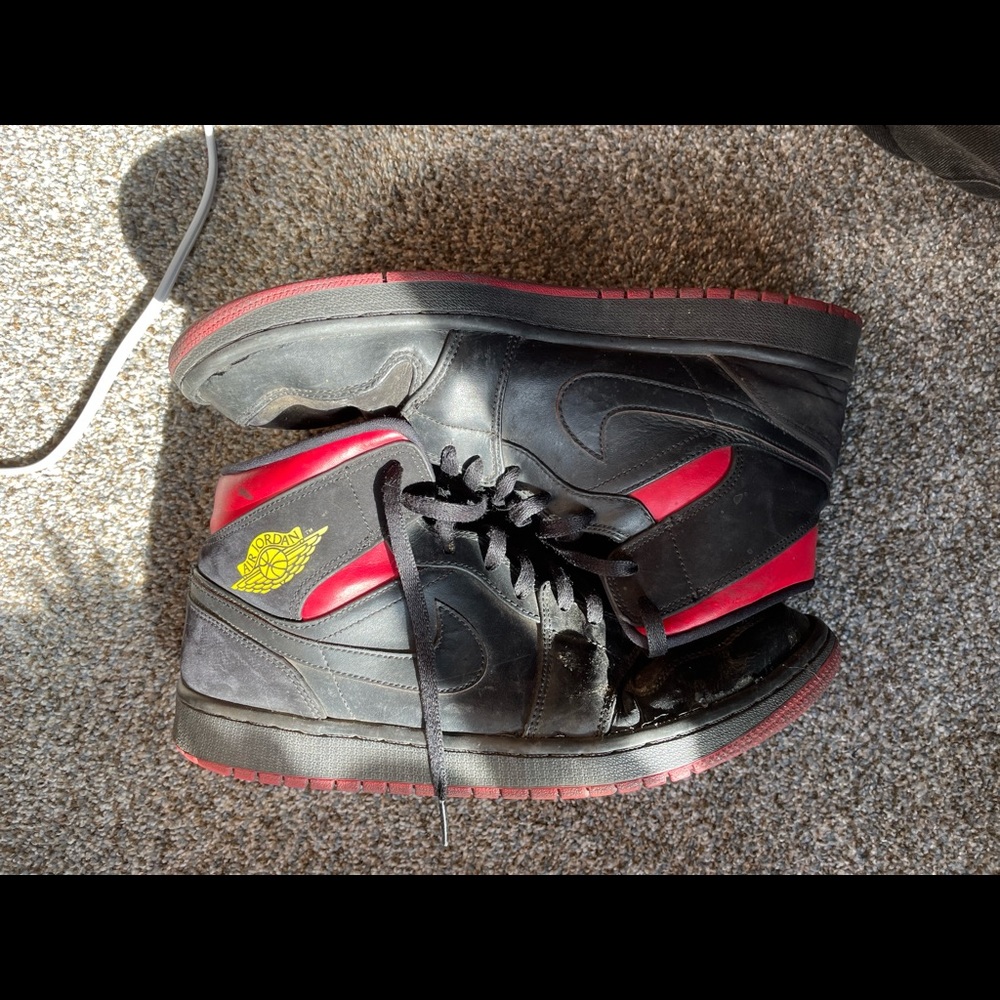 Red and black Air Jordans